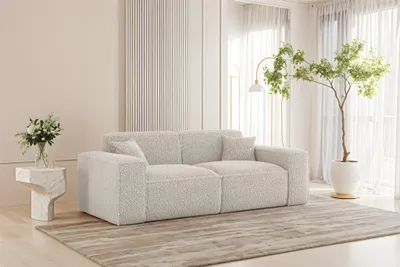 Produktbild von Sofa Designersofa CELES PREMIUM 2-Sitzer in Stoff Sven Altweiß