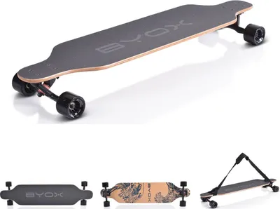 Produktbild von Byox Kinder Skateboard Longboard 41 Zoll, PolyurethanRollen, ABEC-11, Gurt, bis 100 kg schwarz