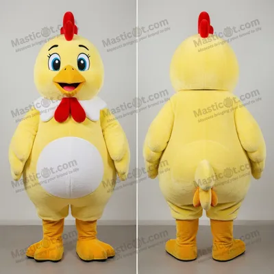 Produktbild von Leuchtend MASTICOT gelbe flauschige Hühner-Maskottchen