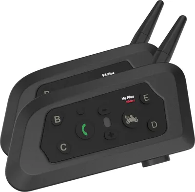Obrázek produktu pro Teleheer V6 Pro Motocyklová přilba, Bluetooth interkom, náhlavní souprava, plně duplexní interkom, automatický příjem, vodotěsný, potlačení hluku, 2 ks
