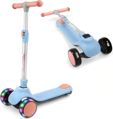 Produktbild von BremToy Kinderroller, Kinder Scooter mit Höhenverstellbarem Lenker, Tretroller mit LED-Rädern, Faltbarer Kickscooter für Kleinkinder Jungen Mädchen ab 2 Jahren, Blau