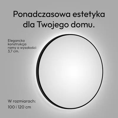 Produktbild von Lustro ?azienkowe okr?g?e TALOS czarne oros Ø 100 cm - okr?g?e lustro ?cienne w matowej czerni - okr?g?e lustro ?azienkowe z wysokiej jako?ci aluminiow? ram? - po?rednie o?wietlenie LED