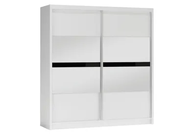 Produktbild von Kleiderschrank 203 JANETTA mit Spiegel - weiß/schwarzes Glas