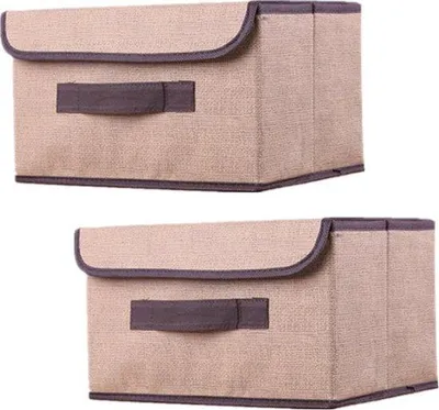 Productafbeelding van Opvouwbare Stoffen Opbergdozen met Deksel (2 Stuks) voor Kleding en Kast