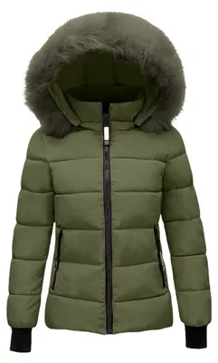 Produktbild von Elzusha - Damen Kurzmantel, gesteppt, Winterjacke mit Kapuze