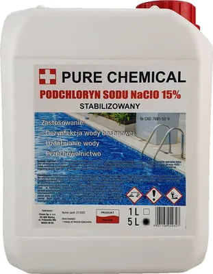 Produktbild von PURE CHEMICAL | Flüssigchlor für Pools, Brunnen, Schimmelentfernung |Natriumhypochlorit 15% | 5L