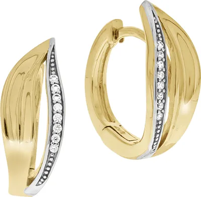 Produktbild von V Creolen 925/- Sterling Silber 1,7cm gelb Zirkonia weiß 025210009-3