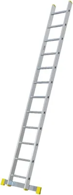 Imagen del producto de Sistema Bayersystem BS-DJ: Escalera de aluminio con plataforma, 12 peldaños, capacidad de carga hasta 150 kg, altura de la escalera 3,21 m, altura de trabajo máxima 4,01 m, escalera profesional, escalera con plataforma, color plateado/amarillo
