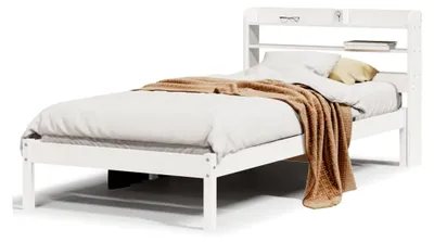 Produktbild von Bettgestell in Weiß 75x190 cm Einzelbett aus massivem Kiefernholz