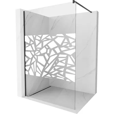 Obrázek produktu pro Mexen Kioto sprchová zástěna 100 x 200 cm, Průhledné/Bílý vzor 8 mm, Černá - 800-100-101-70-85