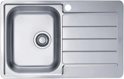 Immagine prodotto di Lavello in acciaio inossidabile VBChome, 79 x 50 cm, con finitura effetto lino, da incasso. Lavello con foro per rubinetto e piano di scolo laterale. Adatto per camper e cucine. Include il gruppo di scarico