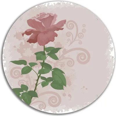 Produktbild von Wallario rundes Outdoor-Poster für Garten oder Balkon, Motiv Rose in Pastellfarben gezeichnet, 60 cm Durchmesser