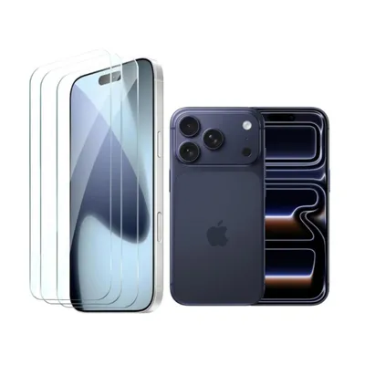 Produktbild von CLM-Tech 3er Set Schutzfolie kompatibel mit iPhone 17 PRO Panzerfolie 6,3 Zoll Panzerglas Crystal Clear Displayschutz 9H Glas Displayfolie Schutzglas - Unterstützt Fingerabdruck-ID - Folie kristallklar 3X Stück