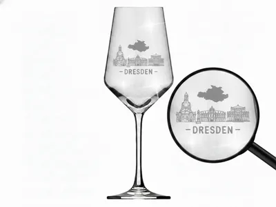 Produktbild von Valhalla Weinglas Gravur Dresden 1 Stück 350ml spülmaschinenfest