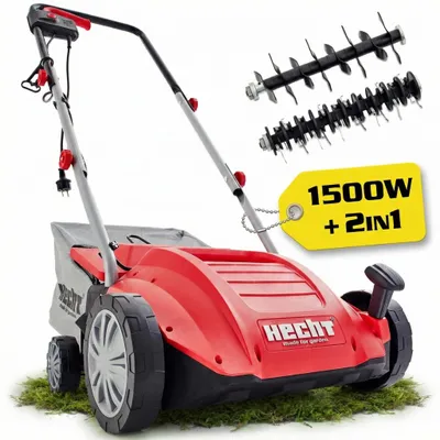 Produktbild von HECHT 1420 Vertikutierer Elektro | 2in1 Rasenlüfter | 32 cm Arbeitsbreite | 1500W | 35L Fangkorb | 16 Messer