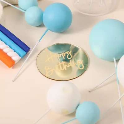 Produktbild von BOXOB 32 Stück Blaue Regenbogen Kuchen Topper, Blaues Hundethema Happy Birthday Topper einschließlich Bunter Kuchenbälle Cupcake Dekorationen für Baby Shower Geburtstag