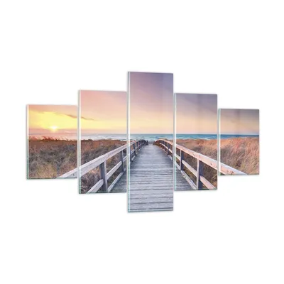 Produktbild von Bilder auf glas - 5 Teile - Weg Meer Brücke - 125x70cm - Glasbilder - Wandbilder - Bilder - zum Aufhängen bereit - Wanddekoration aus Glas - Glas Bilder - Wandbild auf Glas - GEA125x70-4948