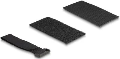 Produktbild von DeLOCK Klettpad selbstklebend mit Klett-Kabelbinder Set 10 Stück schwarz, Nylon, Schwarz, 80 °C, 50 mm, 110 mm, 2,5 cm