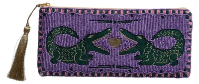Produktbild von Gift Company Elodie Kosmetiktasche L Krokodile lila/grün 22cm
