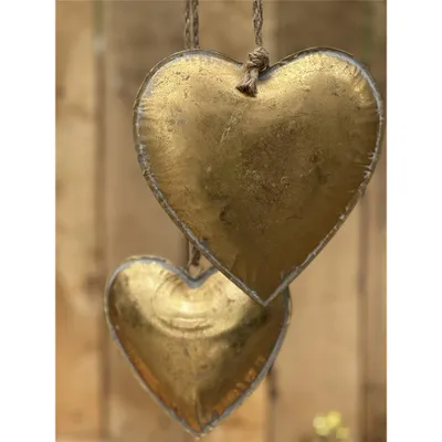 Produktbild von Metall-Herz 'Gold' - Deko-Hänger, verschieden Größen, Metall - 1 Stück 16 x 16 cm