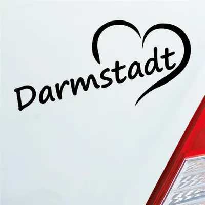 Produktbild von Auto Aufkleber Darmstadt Herz Stadt City Liebe Love Heart 15x8 cm Schwarz Glanz Sticker Heckscheibenaufkleber