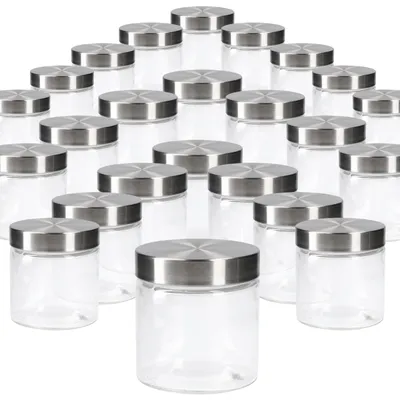 Produktbild von 24tlg Set Vorratsglas Bera Edelstahldeckel silber Ø11cm 0.8L Glasdosen Dosen Aufbewahrungsbehälter
