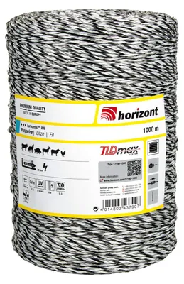 Produktbild von horizont TURBOMAX Litze, 6 Leiter | Weidezaunlitze, Leitermaterial | Spulenlänge: 1000 m