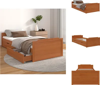 Produktbild von vidaXL Massivholzbett mit Schubladen Honigbraun Kiefer 90x200 cm - Betten & Bettgestelle