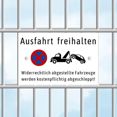Produktbild von Zaunschild - Ausfahrt freihalten - Perfekt für Doppelstabmattenzäune Verzinkt