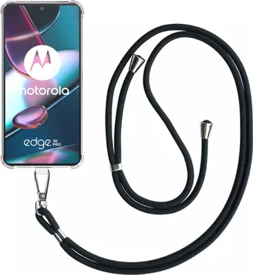 Produktbild von Handytasche passend für Motorola Edge 30 Pro Transparent ShockProof mit abnehmbarem Universal Lanyard - Schutzhülle Silikon ShockProof mit Lanyard - Smartphonics