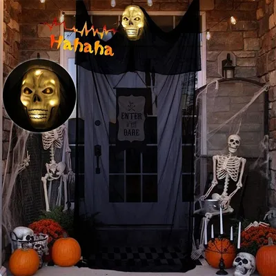 Produktbild von 3.8m Halloween Horror Deko mit LED und Sound Bewegungsmelder, Grusel Animiert Geist Outdoor Halloween Deko