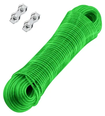 Produktbild von 30 Meter lange Wäscheleine aus Stahl mit 2 Spannern für den Außenbereich