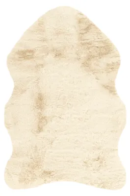 Imagen del producto de Alfombra Padiro de pelo alto y suave, 60 x 90 cm, color beige claro, diseño moderno de un solo color, apta para suelo radiante, fabricada en poliéster y algodón