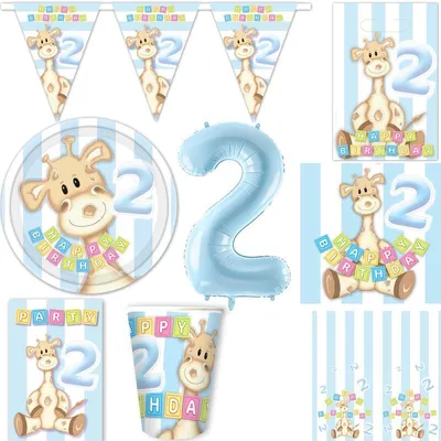 Produktbild von 2. Geburtstag XXL Partyset Deko Giraffe Kindergeburtstag