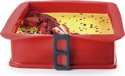 Obrázek produktu pro Ibili-Strawberry vyjímatelná dortová forma, silikon/tepluvzdorné sklo, 25x25x7,5 cm, červená
