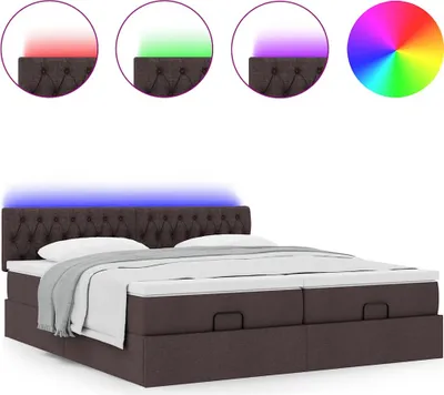 Produktbild von Ottoman-Bett mit Matratzen & LEDs Dunkelbraun 180x200 cm Stoff