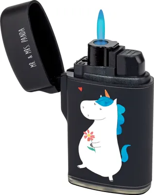 Produktbild von Mr. & Mrs. Panda sturmfeuerzeug Einhorn Spaziergang - Schwarz - Geschenk, Freude, Mutter, Unicorn, zigarettenanzünder, Blumen, Feuerzeug, Einhörner, Feuerzeuge