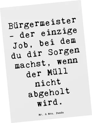 Produktbild von Mr. & Mrs. Panda Fotokarte Spruch Bürgermeister Job - Weiß - Geschenk, Stadtverwaltung, Stadtoberhaupt, Kunstkarten, Postkarten, Stadt, Beruf, Grußkarte, Postkarte