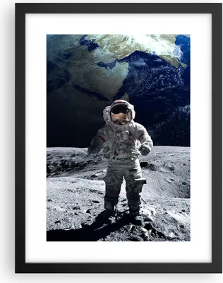 Produktbild von Gerahmtes Poster - Schwarzer Rahmen - Astronaut Mond Erde Raum - 30x40 cm - Wand Bild - Wanddeko - Wandbilder - Wandposter - Bilderrahmen - Bilder - Kunstdruck - Wandbild - P2BPA30x40-2864
