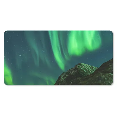 Produktbild von MuchoWow® Schreibtischunterlage Island - Nordlicht - Sternenhimmel 80x40 cm - XXL Mauspad - Gaming Mauspad