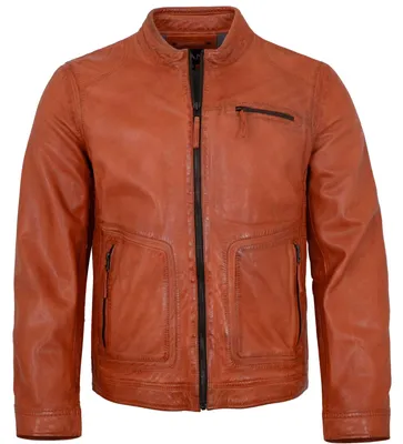 Produktbild von Jilani - Herren Lederjacke Lammnappa orange : 52