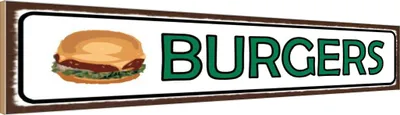 Produktbild von vianmo Holzschild 10x46 cm Burger Fast Food