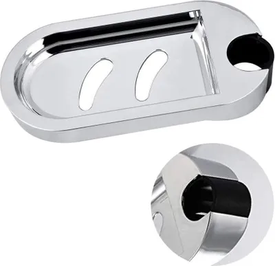 Produktbild von Seifenschale für Duschstange – verstellbarer Duschstangen-Seifenhalter für Duschstange, Küche, Badezimmer, 25 mm Loch (Silber, 1 Stück)