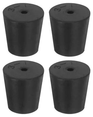 Gummistopfen konisch, 4 Stück, 1 Loch, 24x18x25 mm, schwarz