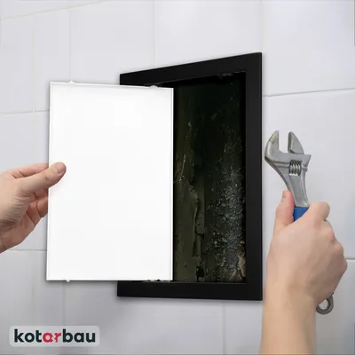 Produktbild von KOTARBAU Revisionsklappe Kunststoff Schwarz 20x30 cm für Trockenbau, mit Drucköffnungsmechanismus und feuchtigkeitsbeständig