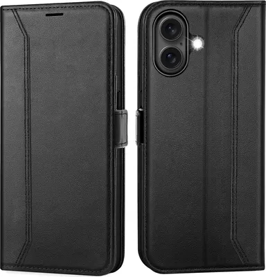Immagine prodotto di Custodia per telefono cellulare per iPhone 16 Plus cover flip case pieghevole custodia protettiva, nero