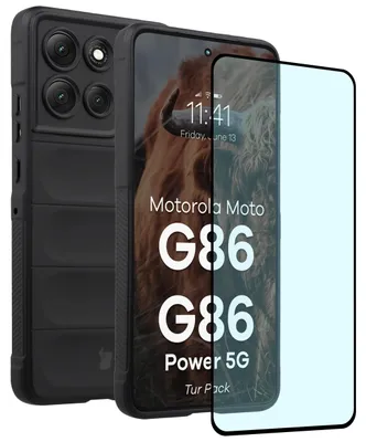 Produktbild von Robuste Handyhülle + gehärtetem Glas für Motorola Moto G86 5G / G86 Power 5G, Bizon Tur Pack, Schwarz