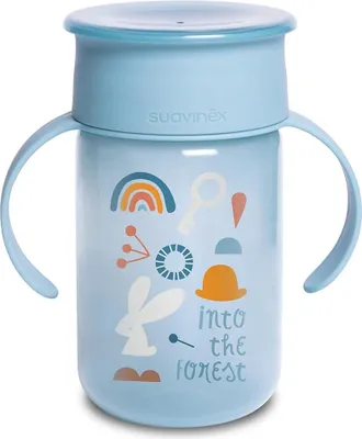 Produktbild von SUAVINEX Trinkbecher für Babys, mit Griffen und Auslaufschutz, für Babys + 12 Monate, spülmaschinenfest, blau, 340 ml, 401195