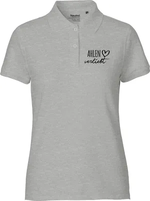 Produktbild von Huuraa Damen Polo Shirt Ahlen verliebt XL Sport Grey Bio Baumwolle Fairtrade Poloshirt Geschenkidee