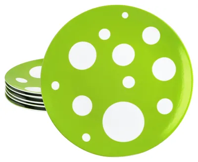 Immagine prodotto di Pula verde a pois 6x piatto Ø27cm in porcellana 6 pers piatto grande a pois